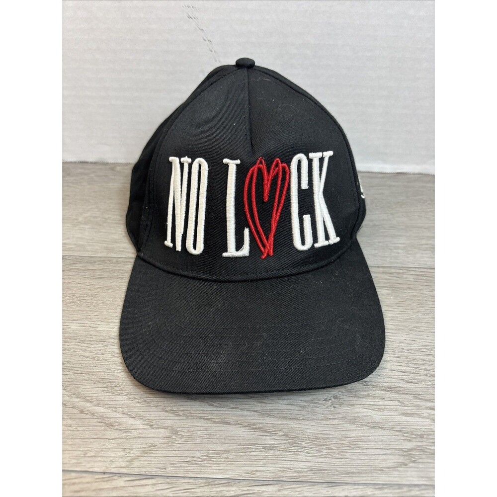 No Luck Heart Black SnapBack Cap Hat